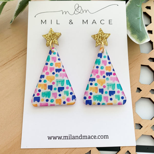 Jellybean Yupo Christmas Tree Dangle Earrings