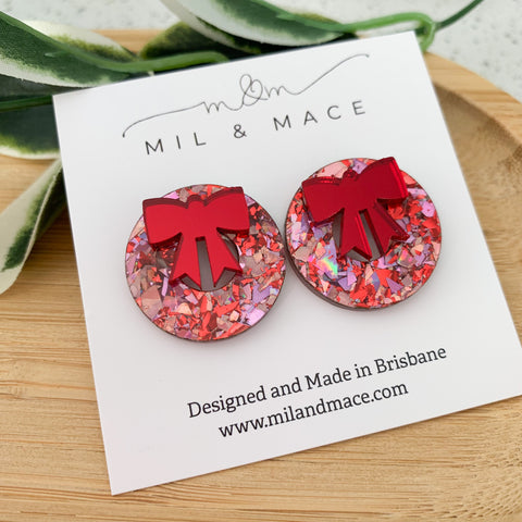 Christmas Wreath Acrylic Stud Earrings