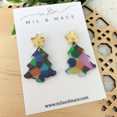 Christmas Tree Acrylic Dangle Earrings