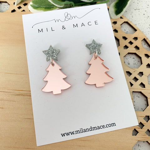 Christmas Tree Acrylic Dangle Earrings