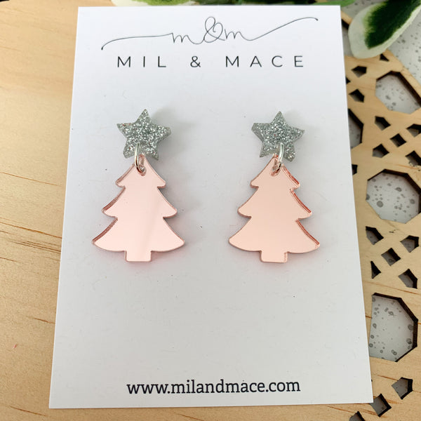 Christmas Tree Acrylic Dangle Earrings