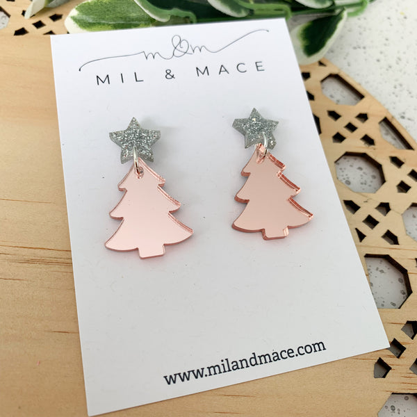 Christmas Tree Acrylic Dangle Earrings