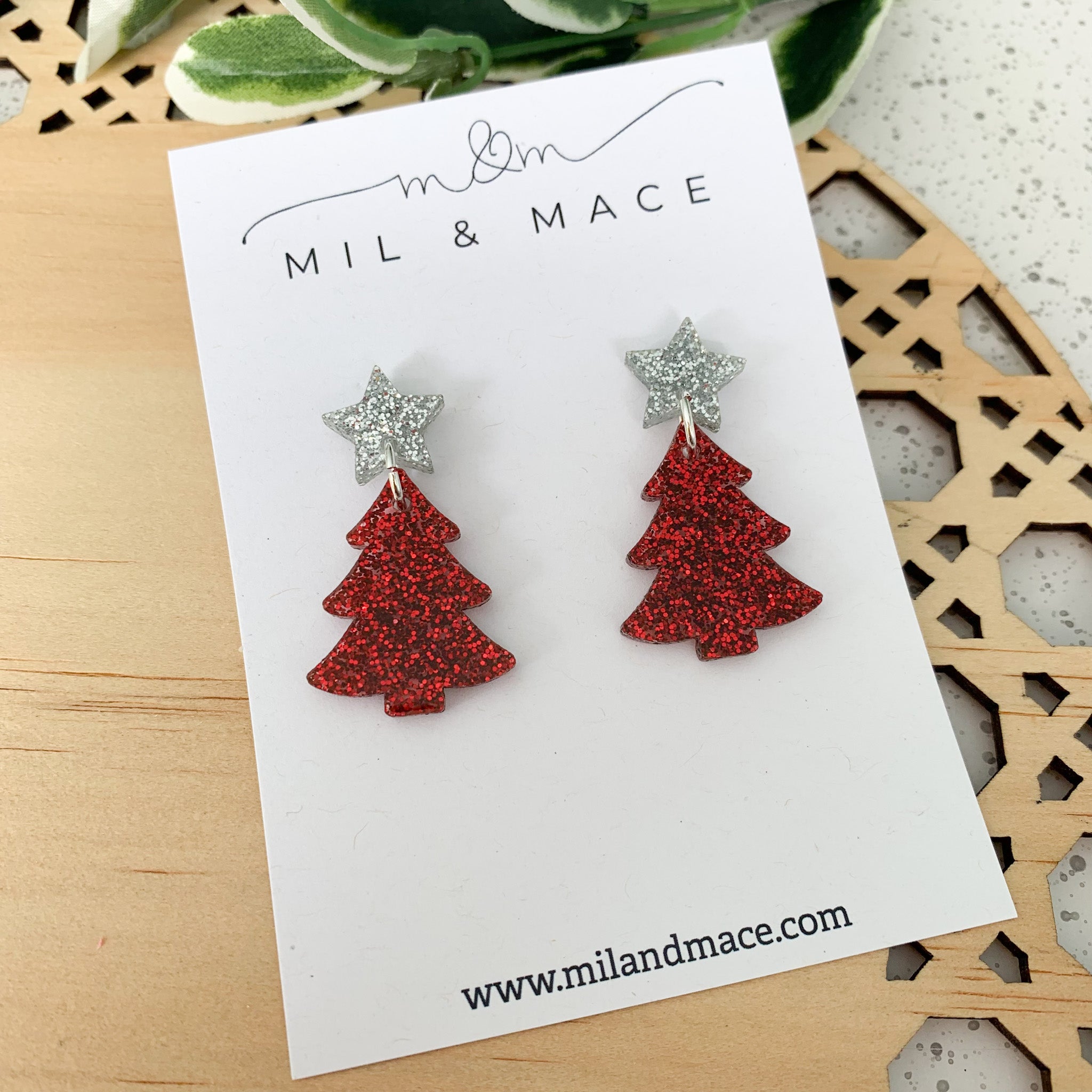 Christmas Tree Acrylic Dangle Earrings