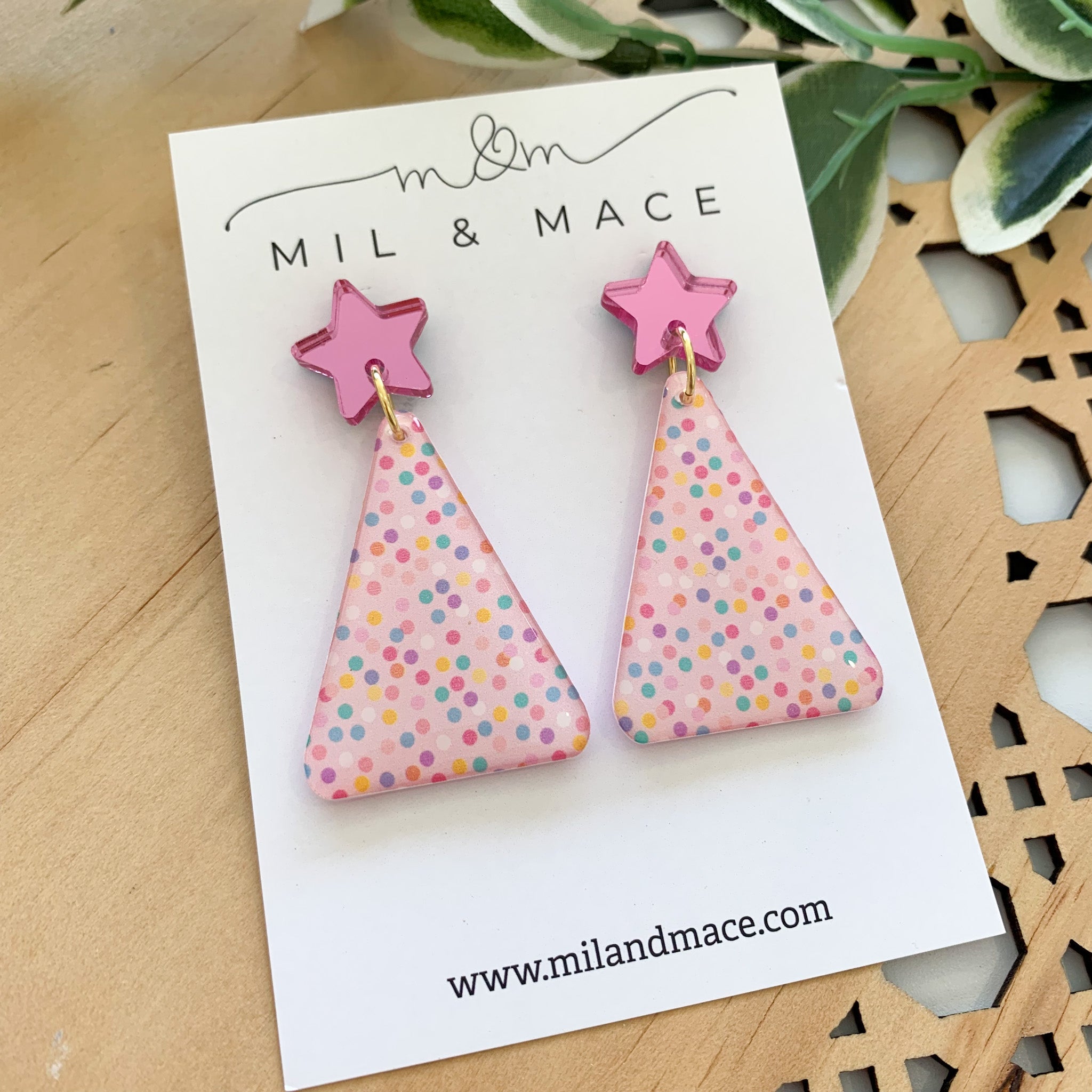 Spotty Yupo Christmas Tree Dangle Earrings