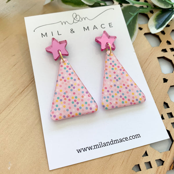 Spotty Yupo Christmas Tree Dangle Earrings